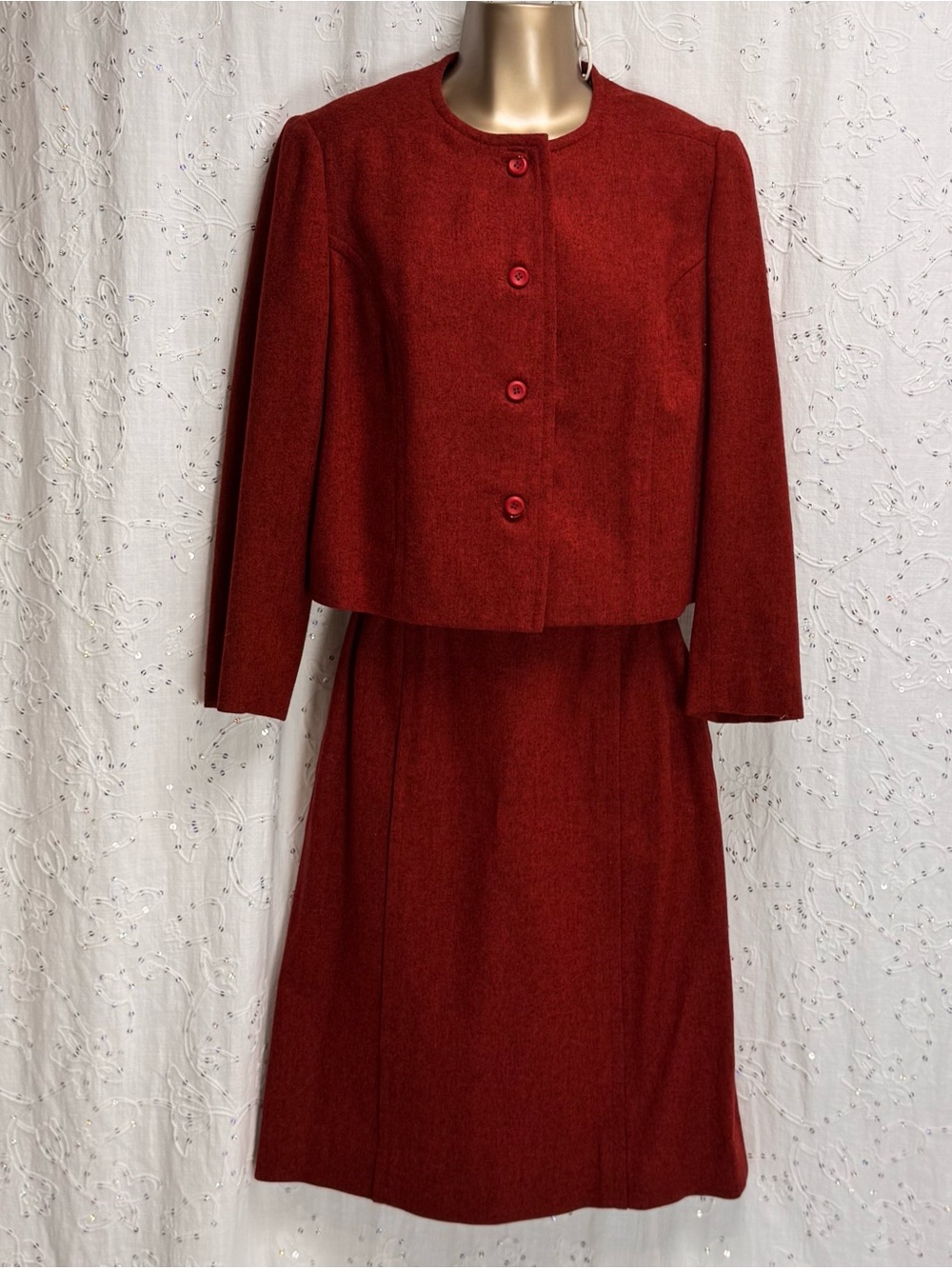 Sportscraft Vintage 100% Wool Redwood Skirt Suit Union Made Canada Size 12